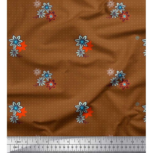 Soimoi Rayon Fabric Dot & Floral Artistic Print Fabric by Yard 56 Inch Wide