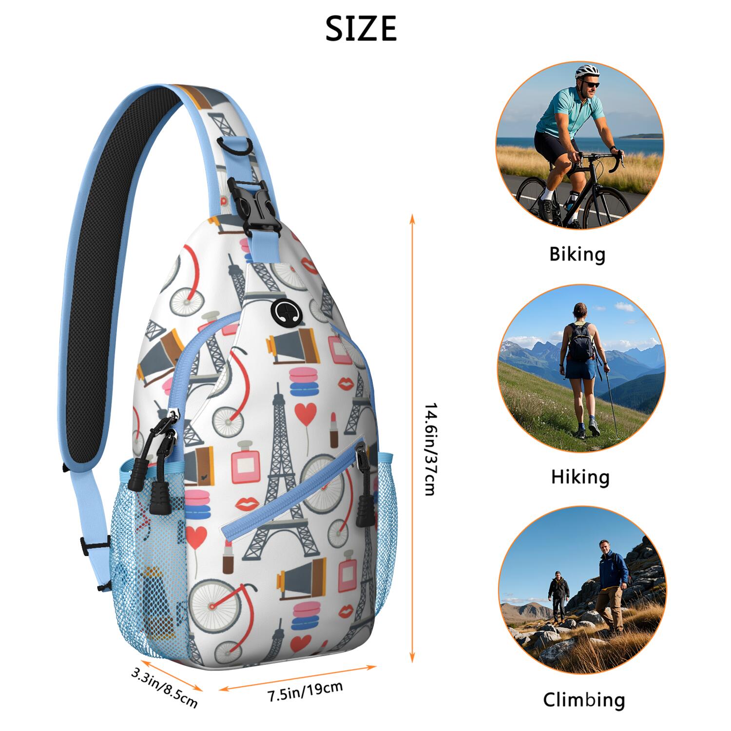 Sling Bag Tower Travel Sling Bag Casual Bag for Men Women
