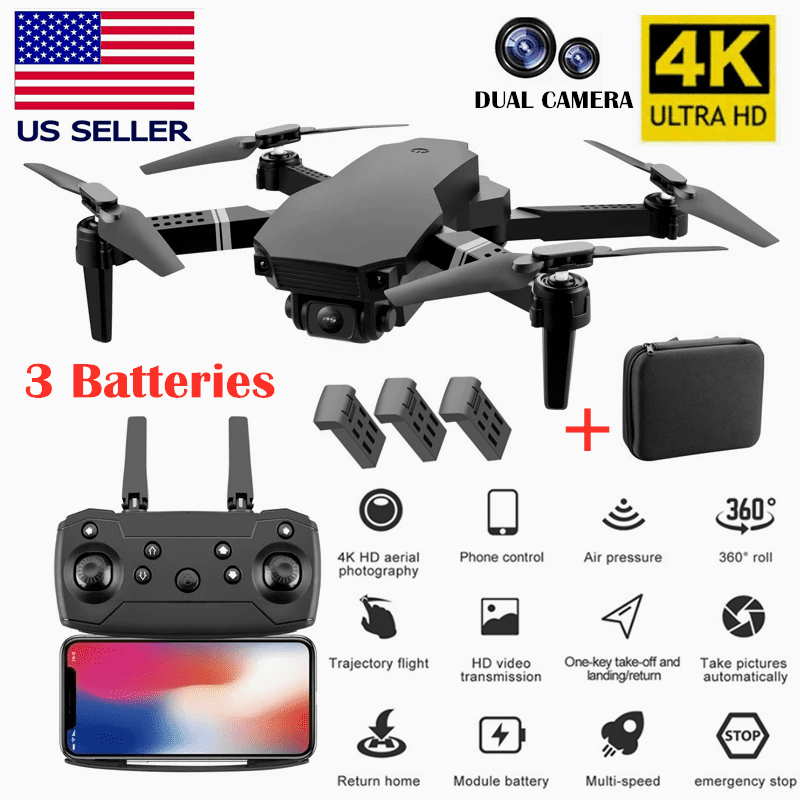 Details about   2021 RC Drone 4K HD Dual Camera Wi-Fi FPV Selfie Drone Foldable Quadcopter USA @ 