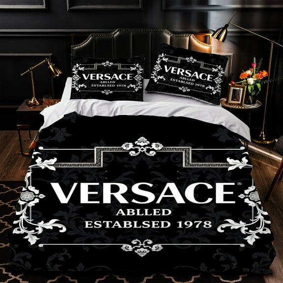 3-Piece Duvet Cover Set - Bold Ornate Pattern Luxurious Black & White Design Elegant Bedding for Stylish Bedrooms