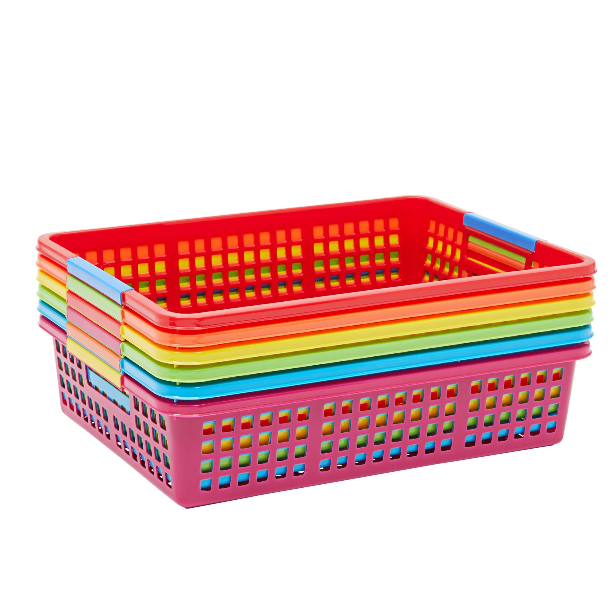 DilaBee Bright Plastic Organizer Bins - 12 Pack â€“Small Colorful Storage  Trays, Modular Baskets Holders for Classroom, Drawers
