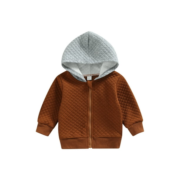 Bagilaanoe Toddler Baby Boy Hooded Jacket Long Sleeve Patchwork Zipper
