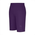 thumbnail image 4 of Crunowin Women's Solid Color Yoga Shorts, with Lace Trim Seamless Workout Biker Shorts Purple XL, 4 of 7