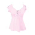 thumbnail image 6 of Endives Women's Short Sleeve Tshirt Tie Up Front Blouse Tuck Waist Shirts Tunic Tops Summer Trendy Pink, 6 of 6
