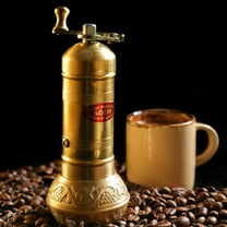 Sozen 6.4" Manual Coffee Grinder Brass – Hand Crank Burr Mill for Turkish Coffee, French Press, Espresso, Camping & Home Use – Portable Coffee Bean Grinder, Adjustable Conical Grinder