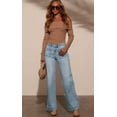 thumbnail image 3 of Women's Wide Leg Jeans High Waisted Straight Leg Stretchy Denim Pants with Pockets, 3 of 8