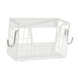 thumbnail image 4 of Cesta lateral para refrigerador con ganchos para organizar condimentos, plegable, de metal. Blanco, 4 of 9
