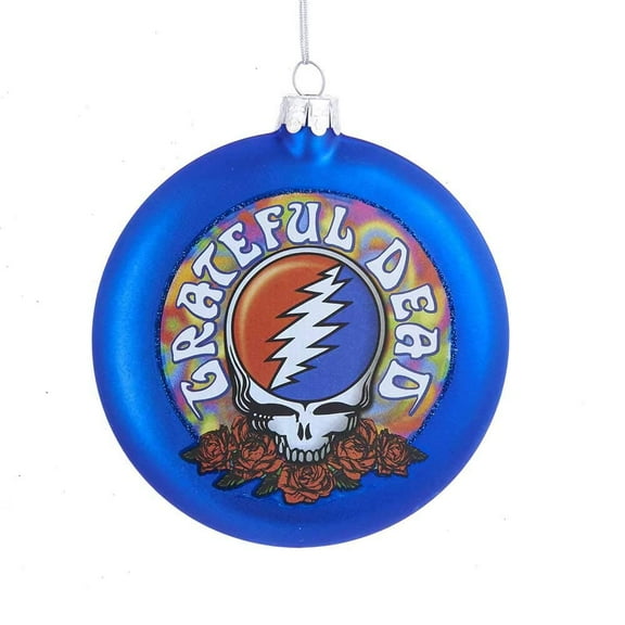 Kurt Adler Glass Grateful Dead Disc Ornament, 100mm, Official Music Band Holiday Décor