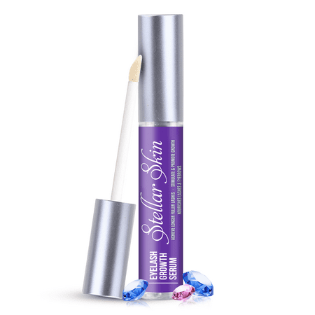 Eyelash Growth Serum from Stellar Skin. Best enhancer for Long, Full, Thick Eyelashes and Brows. Natural conditioning treatment to boost lash growth. Made in the
