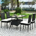 thumbnail image 2 of Costway 10PCS Patio Rattan Dining Set Cushioned Chair Table with Glass Top Garden Furniture, 2 of 8