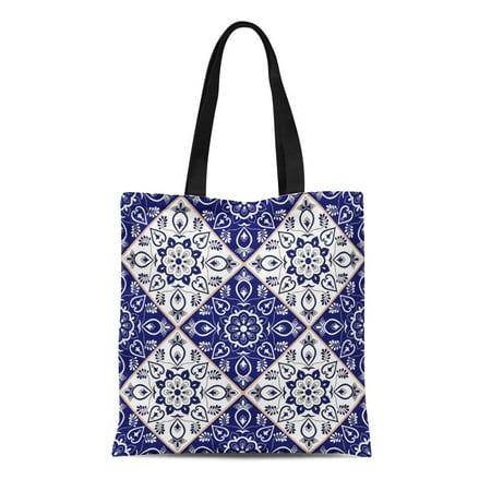 Holland Delft - KDAGR Canvas Tote Bag Delft Dutch Pattern Blue and White Flower Ornaments Portuguese Durable Reusable Shopping Shoulder Grocery Bag