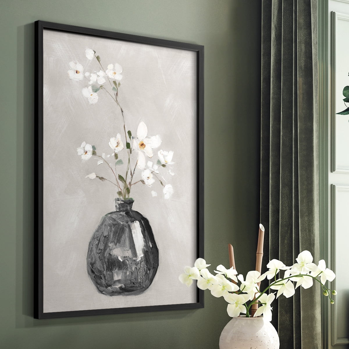 Cottage Spring II Framed Print in Black Solid Wood Framed Print No Nail Hanging