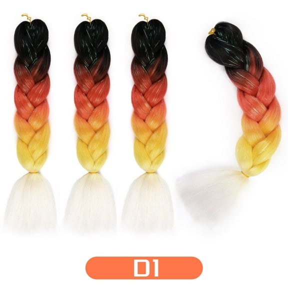 XmhyTop 3 Packs 24 Inch Colorful Braiding Hair Extensions, Ombre Synthetic High-Temperature Resistant Jumbo Braid for Women’s Crochet Braids, MIX-Orange