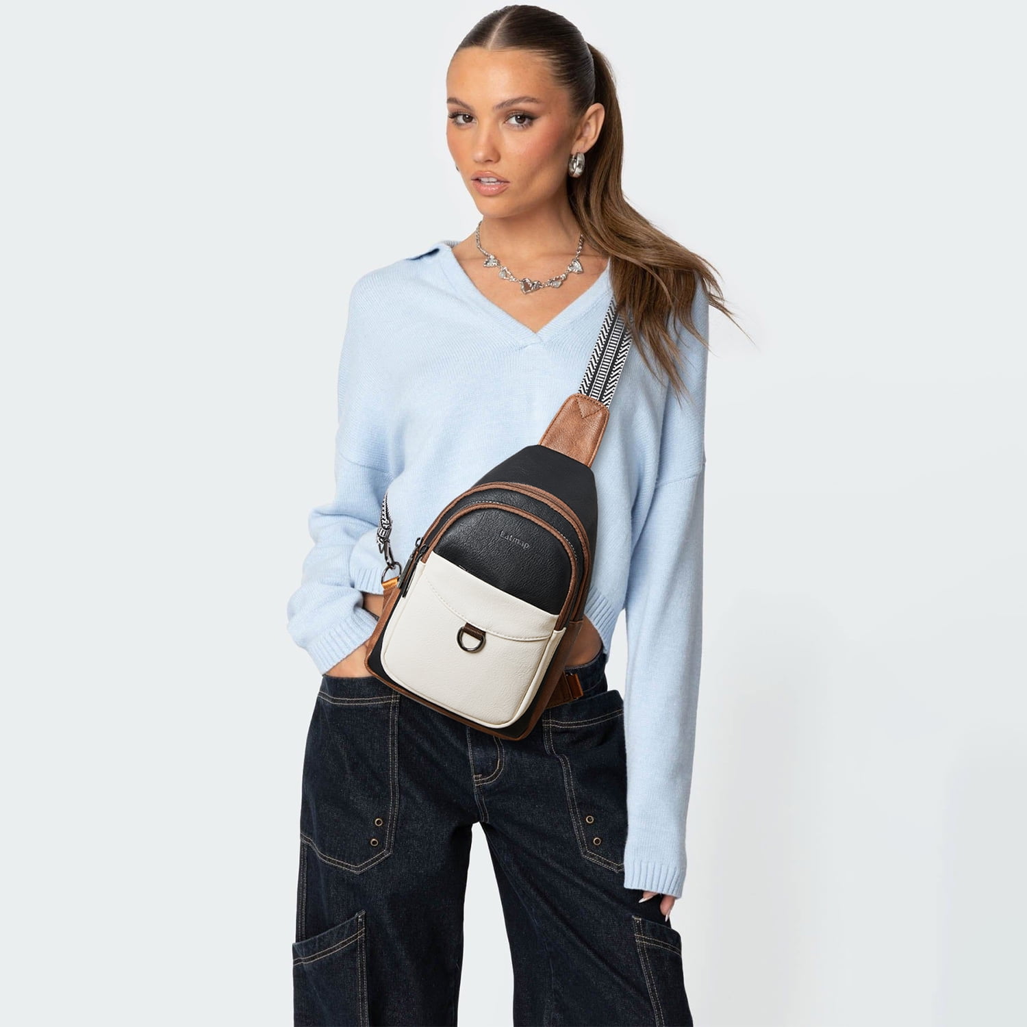 7L Crossbody Sling Bag, Anti-Theft Travel Chest & Belt Bag for Women and Men, Faux Leather