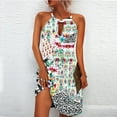 thumbnail image 6 of IROINNID Women's Sleeveless Halter Dress Round Neckline Summer Casual Adjustable Metal Hanging Neck Dress Strapless Print Dress, 6 of 9