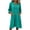 01 Green, variant on Women's Summer Button Front Linen Midi Dress, 3/4 Sleeve Loose V Neck Bohemian Vacation Beach Dresses with Pockets