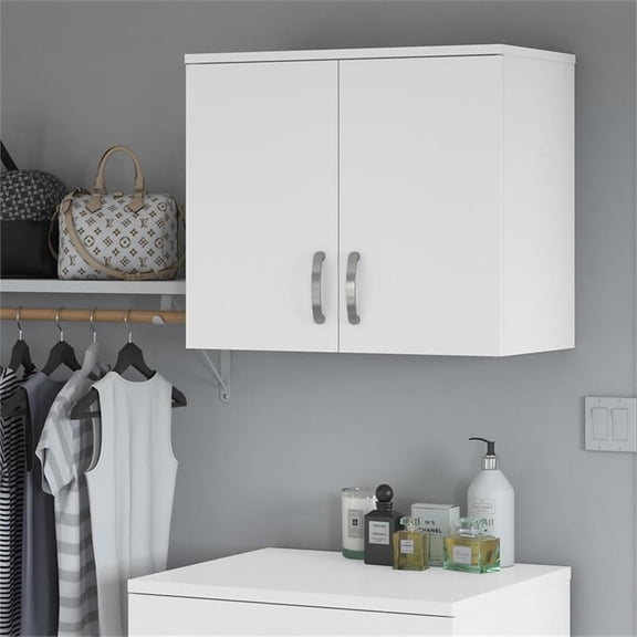 Universal Closet Wall Cabinet with Doors in White - Engineered Wood