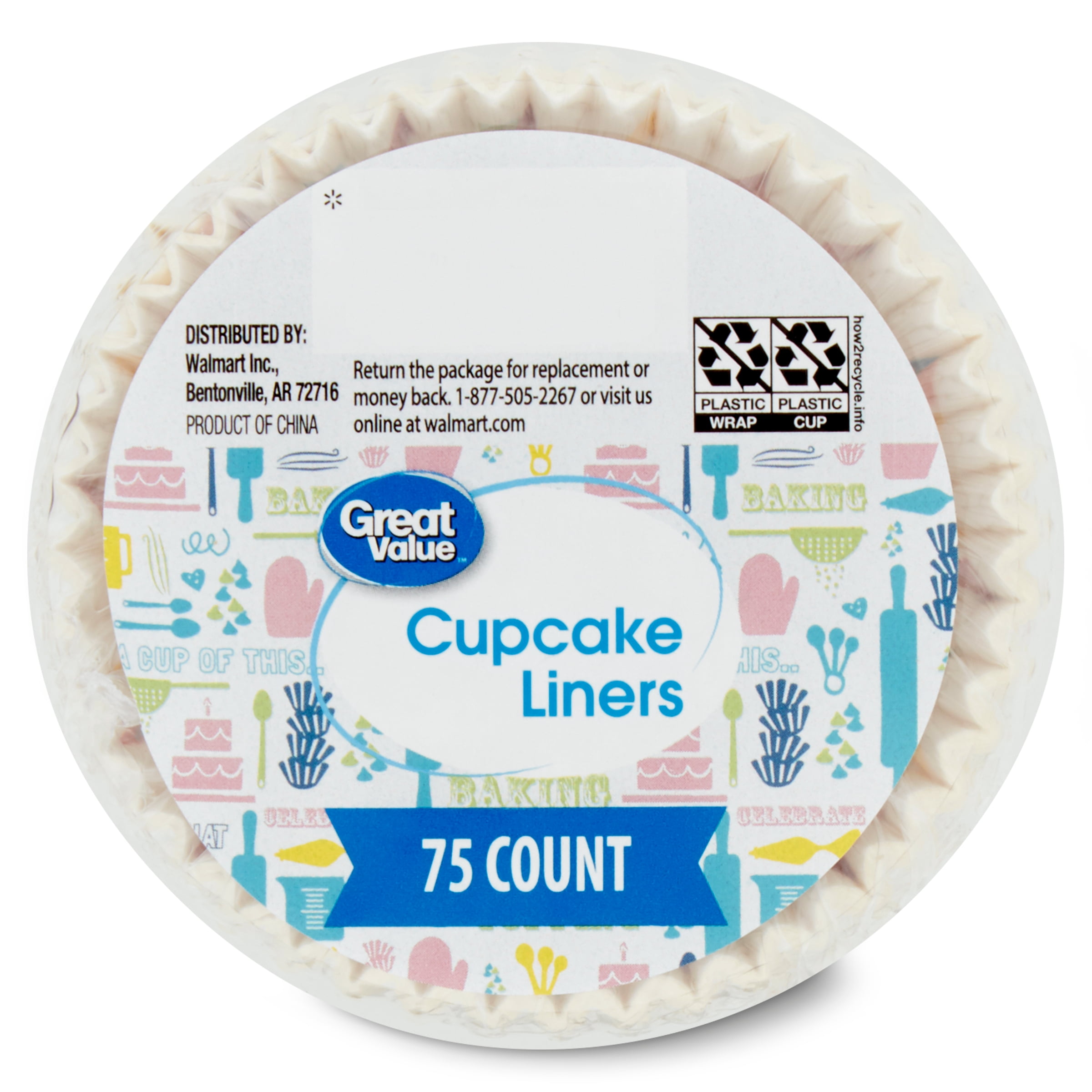 Great Value Yay Cupcake Liners, 75Count