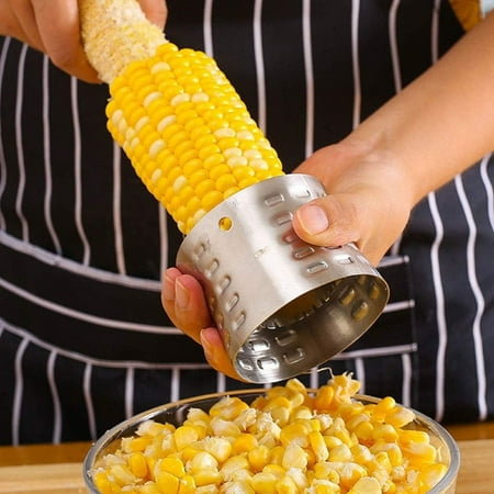 

AQITTI Household Goods Corn Stripper Cutter 2Pcs Stainless Steel Corn Scraper Pitter Corer Peeler Corn Stripping Tool Circular Corn Threshing Tool Kitchen Corn Peeler Home Decoration Household Tool