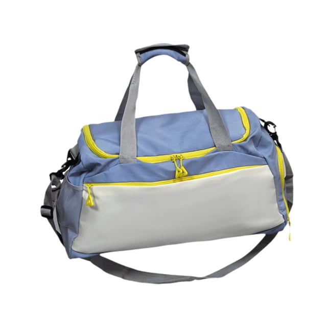 Bolsa de viaje con separación seca y húmeda, versátil bolsa deportiva para gimnasio y entrenamiento. Azul y blanco