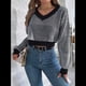 thumbnail image 5 of Suéter Corto de Mujer con Cuello en V y Larga, Jersey de Punto Negro L, 5 of 10