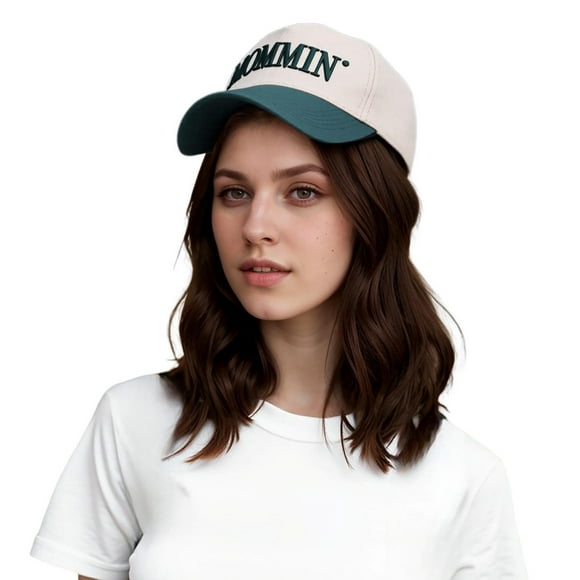 Women's Baseball Cap Canvas Trucker Hat For Men & Women Adjustable Baseball Cap With Mommin Embroidery Stylish Outdoor Ponytail Hat For Casual Wear White