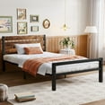 Metal Bed Frame Queen Size, Black Platform with Headboard and Footboard, Sturdy Steel Slat