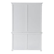 NovaSolo Halifax Mahogany Solid Wood Buffet Hutch Unit with 8 Shelves in White