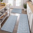 thumbnail image 2 of Blue Geometric Striped Pattern Kitchen Rugs Sets Of 3,Kitchen Runner Rugs Non Skid Washable,Decorative Kitchen Floor Mats for Kitchen,Sink,Laundry,17"x30"+ 17"x47" + 17"x59", 2 of 6