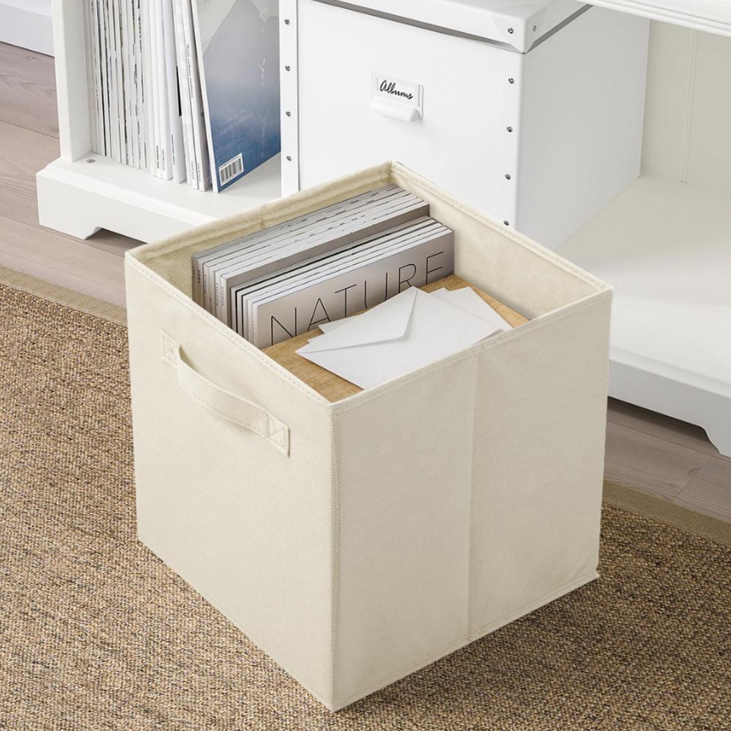 NTGFU 6 Pack Beige Collapsible Cube Storage Bins, Fabric Storage Cubes Basket Organizer Bins with Handles for Closet(10.5" X 10.5")