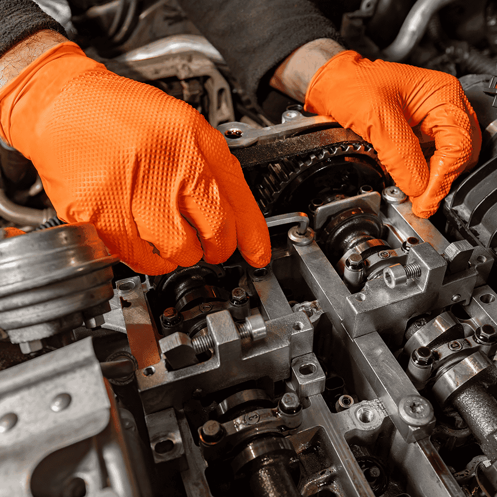 Tronex Orange 8 Mil Heavy Duty Disposable Nitrile Gloves, Diamond Texture, Food Safe, Large, Case of 1000