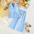 thumbnail image 6 of Summer Sets for Girls Lightweight Turndown Collar Shirts and Wide Leg Pants Fashion Girls Outfits Size 2-9, 6 of 6