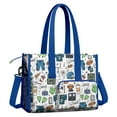 thumbnail image 2 of Teacher Tote Bag,Blue Football Game Icons Pattern Teacher Utility Tote Bag,Large Work Tote Bags for Women with Multiple Pockets,Top Zipper Closure,13.8x10.6x6.7 Inch, 2 of 5