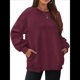 thumbnail image 1 of Sudadera de Gran Tamaño para Mujer, Cuello Redondo, Larga, Jersey de , Ropa de Moda de Otoño con Bolsillo Vino Tinto L, 1 of 10