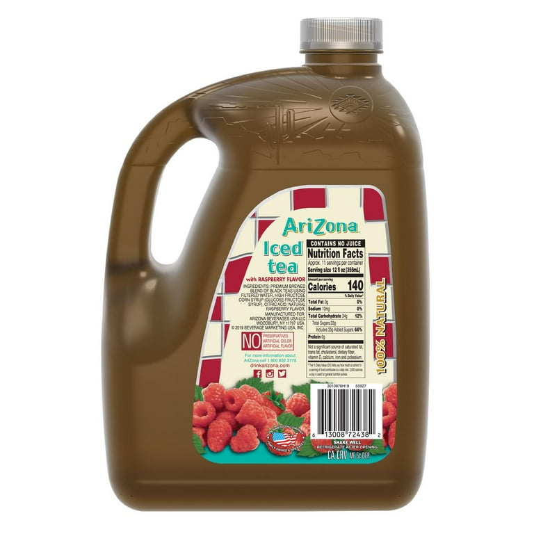 AriZona Sun Brewed Style Iced Tea with Raspberry Flavor 128 fl oz