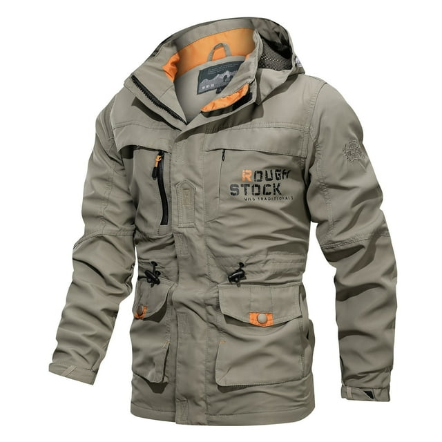 Veste Homme Mi-Longue Décontractée Extérieure à Capuche Grande Taille Printemps et Automne Vêtements