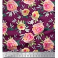 thumbnail image 1 of Soimoi Poly Georgette Fabric Leaves & Rose Watercolor Print Fabric by The Yard 52 Inch Wide, 1 of 3
