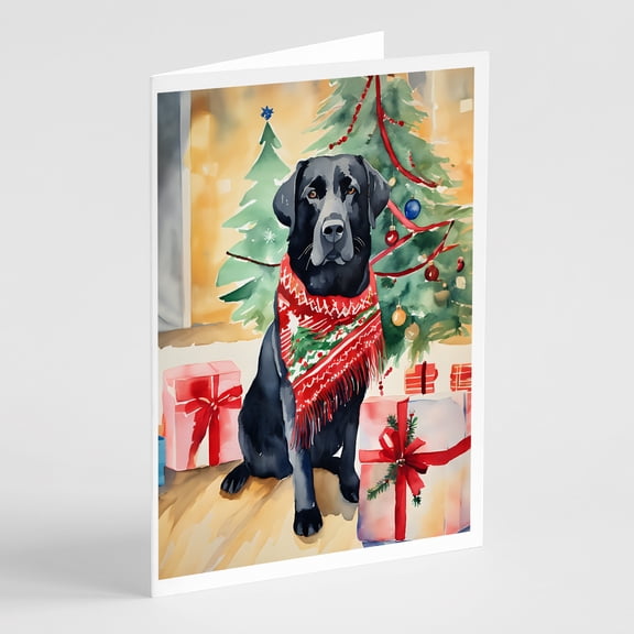 Black Labrador Retriever Christmas Greeting Cards Pack of 8 7 in x 5 in