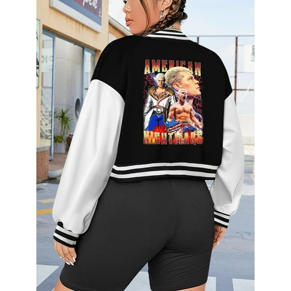 Women's Big Size Baseball Jacket Cody Rhodes Bootleg Hoodie Varsity Jacket American Dream 90s Style