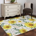 thumbnail image 3 of Area Rugs for Living Room Bedroom, Yellow Daisy 4'x6' Rug Washable Carpet Runner Indoor Outdoor, Farmhouse Country Flower Leaf Plant Wood Grain Non Slip Accent Floor Mats Rug for Kitchen, Office, 3 of 8