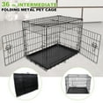thumbnail image 2 of Geniqua Intermediate Black 36" 2-Dr Folding Pet Crate Cage Dog Cat Kennel Pen + ABS Tray, 2 of 8
