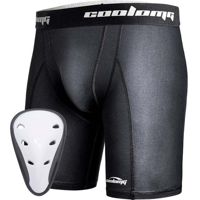Pantalones cortos deslizantes COOLOMG para hombre con copa protectora de béisbol