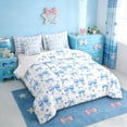 thumbnail image 2 of Erosebridal Princess Coquette Bowknot Kids 7-Piece Bedding Comforter Set,Blue Dreamy Loves Pattern King Bedding Sets For Girls,Reversible, 2 of 7