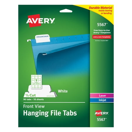 UPC: 0072782055677 | Avery Printable Hanging File Folder Tabs  1/5 Cut  White  90 Total (5567)