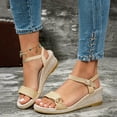 thumbnail image 2 of Womens Espadrilles Buckle Ankle Strap Wedge Sandals Open Toe Fashion Band 2026 Summer Dressy Wedges Heels Yellow Size 6, 2 of 6