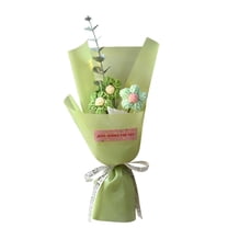 chaungfeng Handmade Crochet Daisies Flower Bouquet, Mini Knitted Crochet Flowers for Christmas, Graduation, Wedding, Birthday, Thanksgiving Mom Wife Gift, Home Decor (Green)