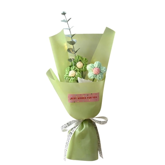 SLYNSHome Flowers Bouquet for Women,Handmade Knitted Flower Bouquet Knitted Fake Flower Gift for Mother Wife on Birthday Anniversary