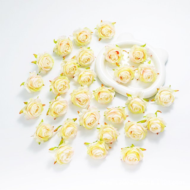 Cabeza de flor de seda, decoración floral artificial, material artesanal, elegante decoración del hogar, para bodas, cabeza de flor artificial, suministros para manualidades, planta