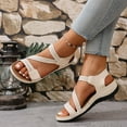 thumbnail image 2 of Bibifish Womens Wedge Sandals Summer Open Toe Relaxed Cozy Multi Strap Dual Durable Hook Loop Soft Padded Footbed Daily Walking Sandals, 2 of 9