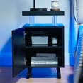 thumbnail image 2 of Danolapsi Modern Nightstand With LED Lights End Side Table With Storage Shelf 4 AcrylicFreestanding Wood Bedside Table For Bedroom Living Room Office Home, 2 of 8